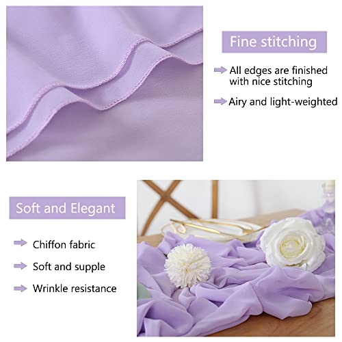 10Ft Chiffon Table Runners Pack Of 10 Light Purple Gauze Table Swags Bridal Shower Party Sheer Cake Table Fabric For Reception Tables #TOP4
