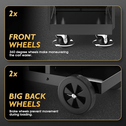 Image of TOOLIOM 3-Tier Welding Cart with Tilted Top, 260 lb Capacity | Organized tool storage, two retaining chains, room for shop essentials, easy positioning around the shop