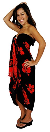 1 World Sarongs Womens Hibiscus Flower Swimsuit Sarong