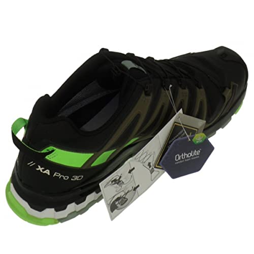 Image of SALOMON Men's XA PRO 3D v8 Gore-TEX Trail Running Shoes, Black Green Gecko Green Milieu, 11