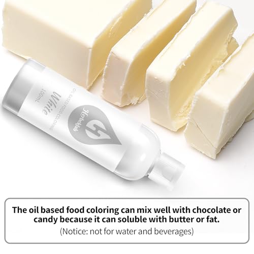 Image of White Oil Based Food Coloring for Chocolate - Herbeklab 100ml Professional Concentrated Oil Food Dye for Candy Melts, Chocolate, Cake Pops, Strawberries & Baking