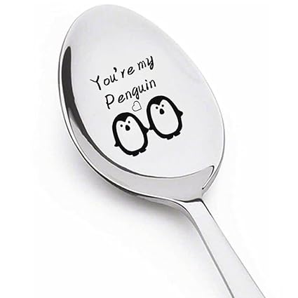 Anniversary Christmas Gift Spoon for Couple Gifts for Boyfriend Girlfriend You Are My Penguin Gifts Spoons for Husband Wife Penguin Birthday Gifts for Him Her Coffee Spoon