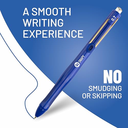 Image of Anupam Snapy Roller Gel Pen 0.7 mm, Waterproof Smooth Quick-Dry Dark Ink, Comfortable Grip Exam & Office Pen, Refillable (Blue Body BlueInk, Pack of 4)