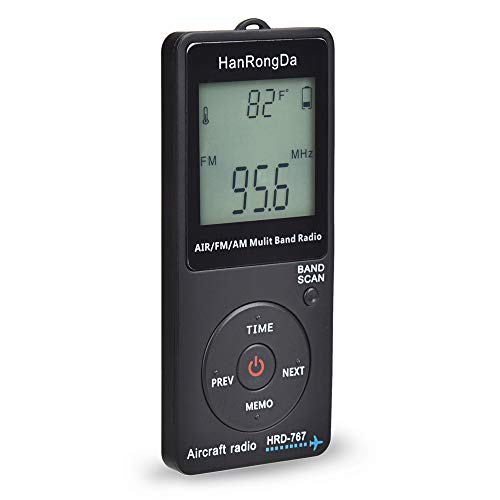 Docooler HanRongDa HRD-767 FM/AM/AIR Multi Band Radio Aircraft Band Radio Receiver Blacklit LCD Display Lock Button with Headphones Lanyard Storage Bag