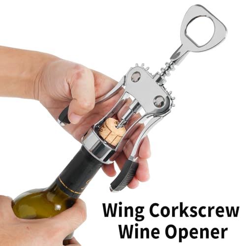 10PCS Wing Corkscrew Wine Opener Bulk,2IN1 Cork Screw Wine Bottle Opener Manual with Beer Bottles Opener Stainless Steel Wine Openers Tool for Wedding Party Favors Groomsmen Waiters Bartenders Servers by TKSDWBLTY - Image 5
