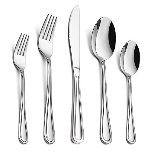 60-Piece Silverware Set for 12, HaWare Stainless Steel Flatware Cutlery Eating Utensils, Elegant