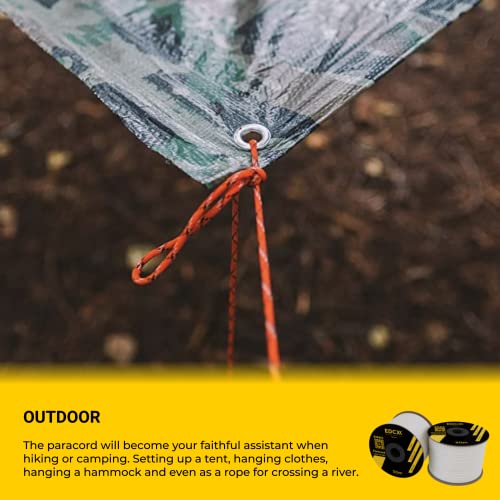 EdcX Paracord 4 mm, 35+ Volltonfarben (10 m, 15 m, 30 m, 50 m, 100 m, 300 m) | Ideal zum Basteln, Camping, Outdoor | 100% Nylonseil 4 mm| Nylon Paracord 550 Typ III (White, 15 m)
