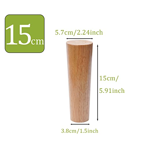 NAKUPENDA Furniture Feet Wooden Set of 4 Sofa Feet Plinth Feet Wooden Furniture Legs Straight Tapered Replacement Furniture Feet for Sofa TV Cabinet Bed Couch Chair Tea Cabinet (15 cm Height) - Image 4