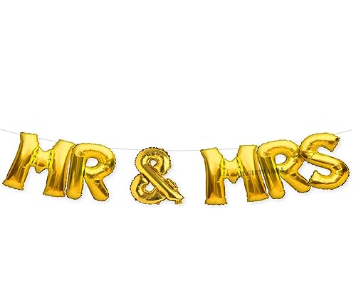 Image of AR GIFTZADDA MR & MRS Balloon Banner, Bride and Groom Party Decorations for Bridal Shower and Wedding Engagement Party Anniversary Birthday Couple (Mr & Mrs)