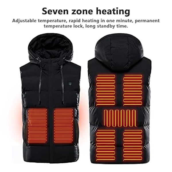 BAIEPING Gilet Riscaldato A 7 Zone, USB Ricaricabile Gilets Riscaldante Elettrico A 3 Marce A Controllo Singolo Vestiti Caldi per La Pesca in Campeggio All'aperto, Unisex, 4XL Gray