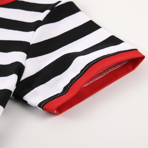 Spring&Gege Girls Short Sleeve Striped Ringer Tee Cotton Casual Color Block Crewneck T Shirts Tops Blouse (5-14 Years)4