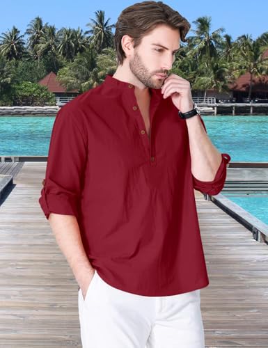 Image of Zombom Cotton Polyester Blend Solid Casual Regular Fit Mandarin /Chinese Collor Short Kurta Shirt for Men