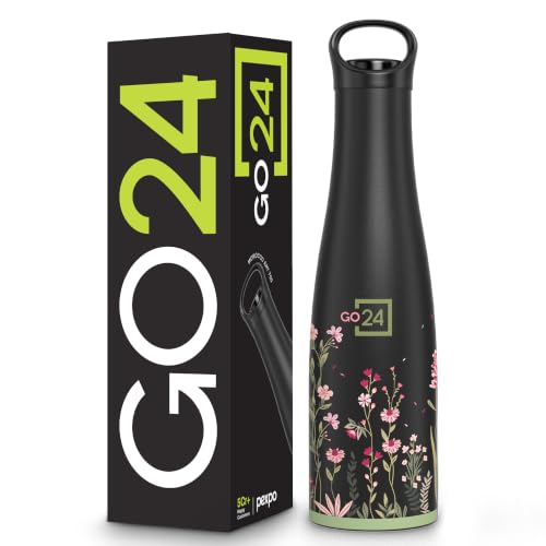 Go24 Stainless Steel Hot & Cold Printed Bottle - 600ml, for Women...