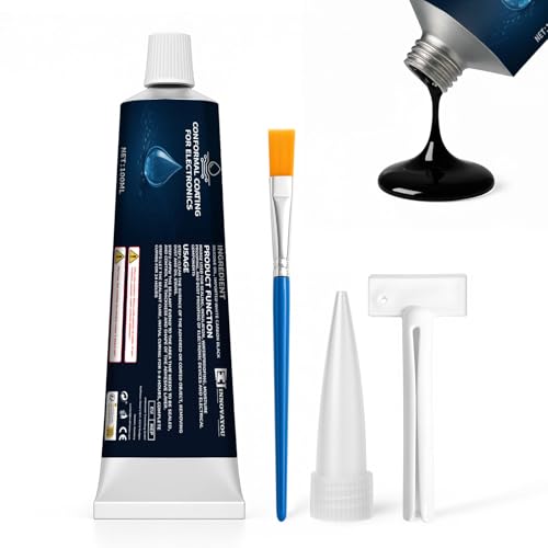1DFAUL 100ml Black Conformal Coating for Electronics, Silicone Conformal Coating Insulating Sealant, Waterproof, Dust& Moisture Resistant, for Reliable Electronic Components Protection