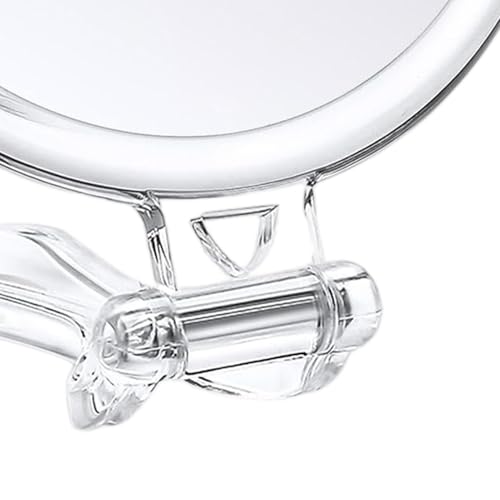 Espejo de maquillaje de mano portátil con asa y aumento doble cara 8