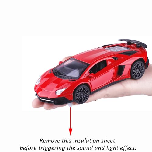 Modelo de coche iLooboo Aventador rojo 1:32 con luz y sonido miniatura 4