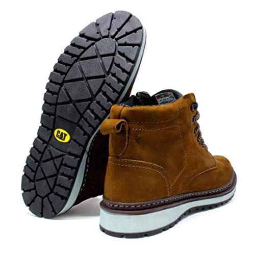 Botina Bota Couro Zíper Lateral Casual Marrom Claro (43)