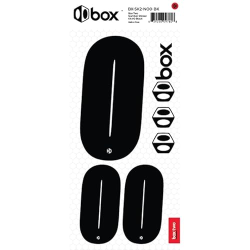 Box Two BMX Number Stickers - Number #0 (Black), UV-Protected Vinyl, Meets USA BMX/UCI Standards, Front and Side Plate Compatible