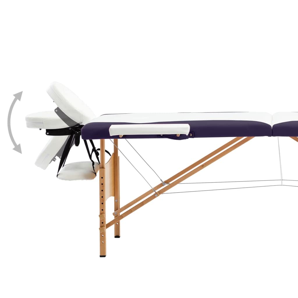 Massageliege Klappbar 2-Zonen mit Holzgestell Weiß und Lila,Gesundheit & Schönheit,Körperpflege,Massage & Entspannung,Massagetische,Weiß,16.15 kg-110209