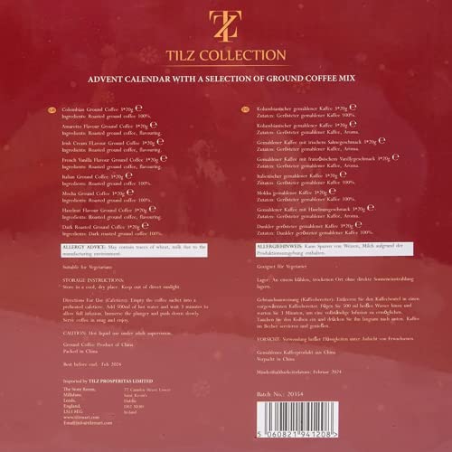 Coffee Advent Calendar 2025 – 24 Gourmet Ground Coffee Sachets for Cafetiere – Vegan Christmas Countdown Gift – Luxury Adult Advent Calendar for Men, Women, & Festive Holiday Treats