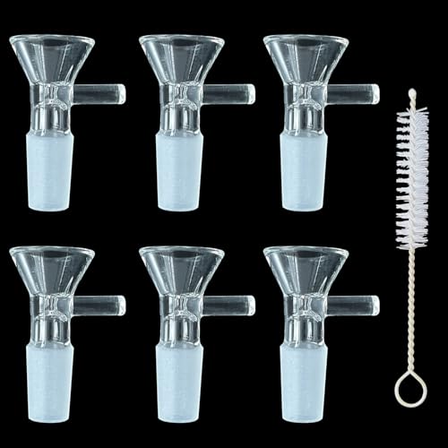 6pcs 14mm Glass Funnel with Handle for Lab & Bottles