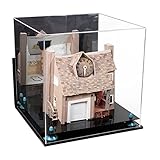 Better Display Cases Acrylic Versatile Display Case - Large Square Box with Mirror Case, Light Blue Risers, Black Base and Wallmount 15.5' x 15.5' x 15.5' (A118)