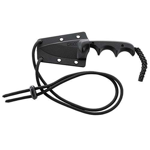 image for CRKT Compact Fixed Blade Knife: Minimalist Black Drop Point Neck Knife