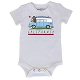 JP DOoDLES California Surfer State Flag Bear Baby Bodysuit, Cute Creeper, Infant Romper, Newborn...