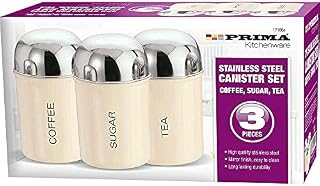 NEW 3PC CREAM CANISTER SET COFFEE TEA SUGAR JAR LID CANISTERS STORAGE KITCHEN