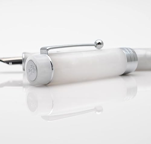 Miniatura 2 de JINHAO 100 - Pluma estilográfica con convertidor de tinta (punta media de 0.028 in, blanco nieve con clip plateado)