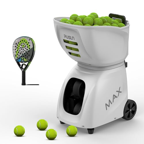 PUSUN PT-MAX C Professional Padel Ball Machine with 145+Ball Capacity, Triple Control via App/Remote/iWatch, Multple Training Drills(AI Drills/Programming/Full-Court Coverage), 5-7 Hours Battery Life