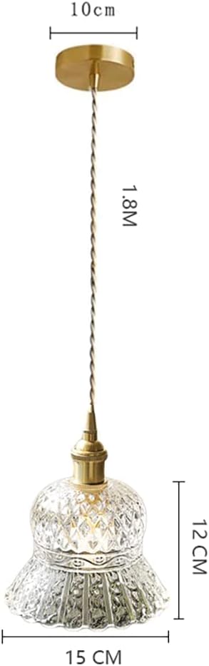 Luminaire Suspendu Industriel Vintage, Lustre En Laiton Avec Abat-Jour En Verre Clair, Éclairage Décoratif De Ferme Antique, Lampes À Suspension Vase Minimaliste Pour Loft E27