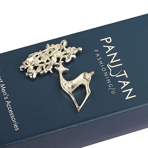 Panjatan Crystal Studded Deer Brooch Set - 2 Piece, Brass, Elegant Design For Ethnic Wear - View #8
