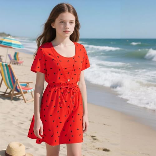 AIDEAONE Girls Swimsuit 3 Piece Cute Bathing Suit with Cover Up Quick Dry Swimwear 5-12T3