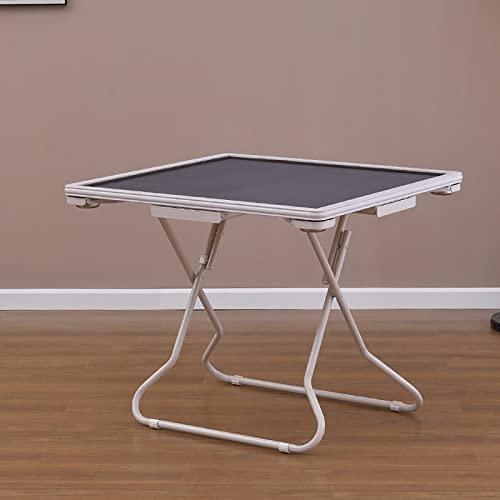 Tavolo pieghevole per carte con portabicchieri, tavolo da poker quadrato da 88,9 cm per 4 giocatori, piano in eucalipto, facile da installare, salvaspazio, per l'intrattenimento domestico
