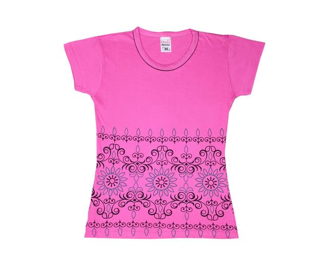 Girls Cotton Printed Half Sleeves Tshirts Summer (Pack of 5) Multicolor65 3