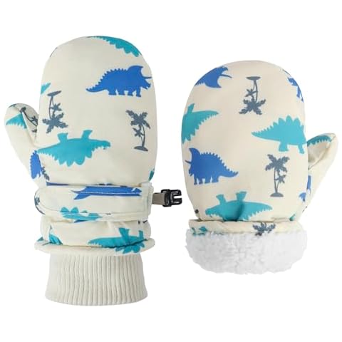 Fynnsure Toddler Mittens Waterproof Toddler Snow Gloves for Boys Girls Winter Baby Gloves Kids Mittens with Cuffs Ivory White 1-2 Years Cover