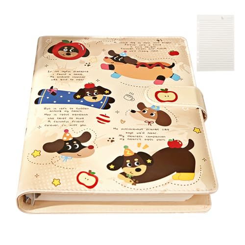 Yidueace Cuaderno de binder, A5 cuaderno | Cubierta de lindo papel de caricatura de caricaturas 60 hojas - Papelería de aprendizaje de los estudiantes, libro de tareas recargable, para hombres,