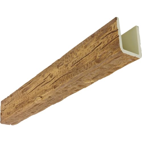 Heritage Timber Salvaged Timber Faux Wood Beam 3-Sided (U-Beam) 3 1/2W x 3 1/2H x 72L Warm Caramel Finish