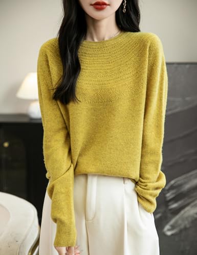 Women's 100% Merino Wool 2025 Fall Winter Crewneck First-Line Ready to Wear Long Sleeve Seamless Knit Sweater4