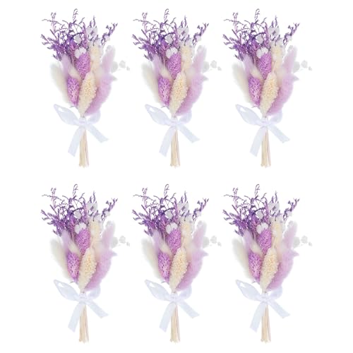 Ramo Mini Flores Secas PATIKIL 6 piezas Morado miniatura 1