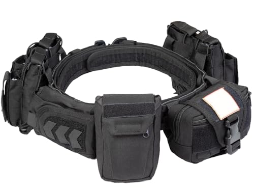 GZ XINXING Tactical Battle Belt Law Enforcement Tactical Duty Belts Airsoft Utility Belt with Accessories Pouches (Obsidian Black)