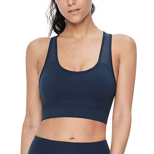 VUTRU Soutiens Gorge de Sport Femme à Impact Moyen Coussinets Amovibles Soutien-Gorge de Yoga sans Armatures Bleu 049 M