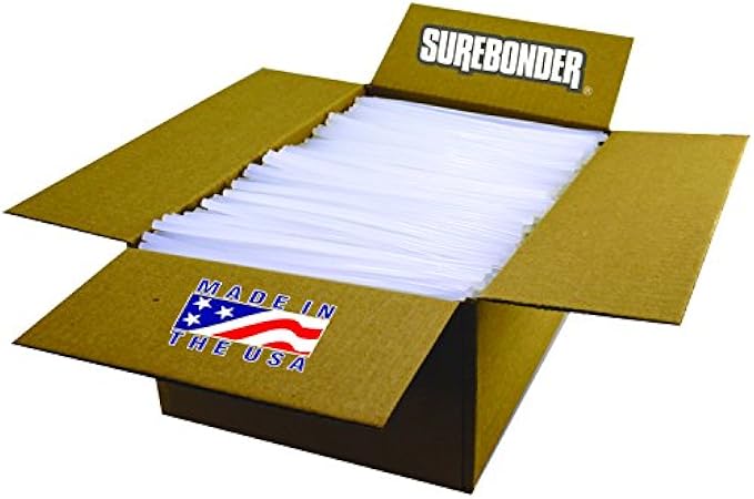 Surebonder 725M10 All Temperature Mini Glue Sticks, Made in The USA, 5/16" x 10" Length, 25 lb. Box, Clear (Pack of 1150)