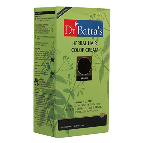Image of Dr Batra's Herbal Hair Colour Brown 130g | Ammonia-Free Grey Coverage Hair Dye | Infused with Natural Henna, Amla & Thuja Extracts | Provides Rich Brown Color with Long-Lasting Shine | Suitable for Men & Women | Herbal Care for Soft & Nourished Hair