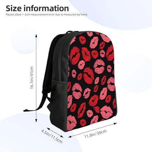 Red Valentines Lips Backpack Simple Leisure Travel Backpack Outgoing Daypack 16 inch3