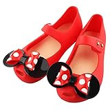Amtidy Mary Jane Dance Party Cosplay Shoes Girls Sweet Dot Bow Princess Birthday Sandals for Little Girls, Red 10.5M Little Kid