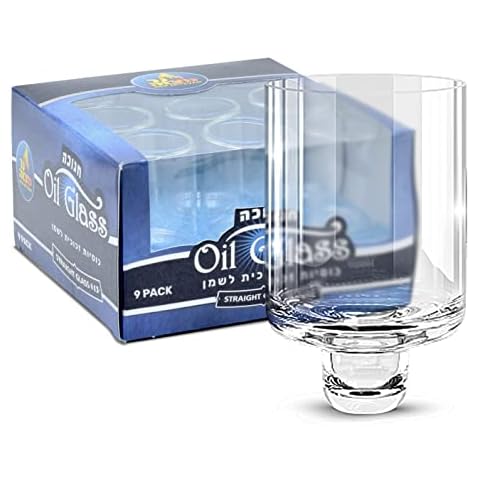 Ner Mitzvah Chanukah Menorah Oil Glass Cups - Glass Oil Insert Cups for Menorahs - #13 (9 Pack) Cover