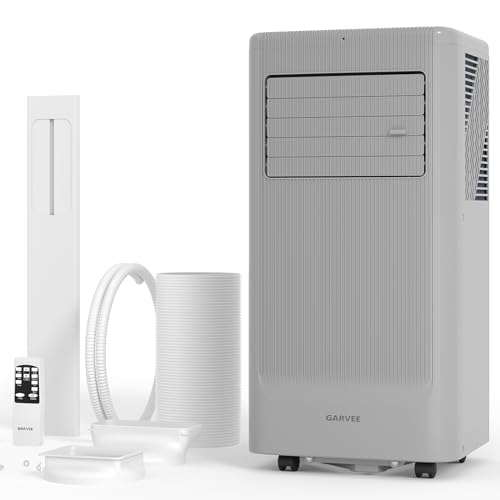 Garvee 8000BTUs Portable Air Conditioner with Remote Control,350 Sq.Ft Max. 48dB Portable AC Unit, Dehumidifier, Fan, Sleep, 24H Timer&Installation Kit, DOE Certified, Ceer 6.2,Dark Grey Dar