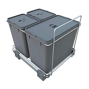 FELOMODE ECOFIL PF02B Mülleimer für getrennte Abfallsammlung, Auszug für Unterschrank, 18 l und 2 x 8 l, 45.9 x 38.7 x 40 cm